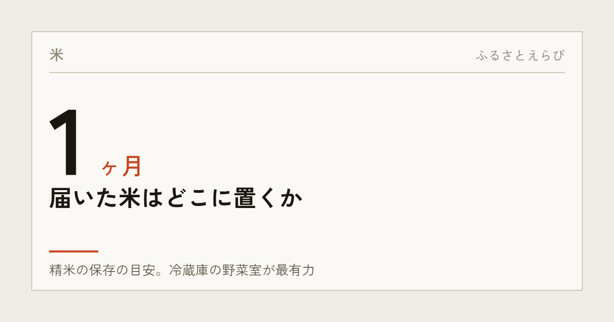米 1ヶ月 — 届いた米はどこに置くか